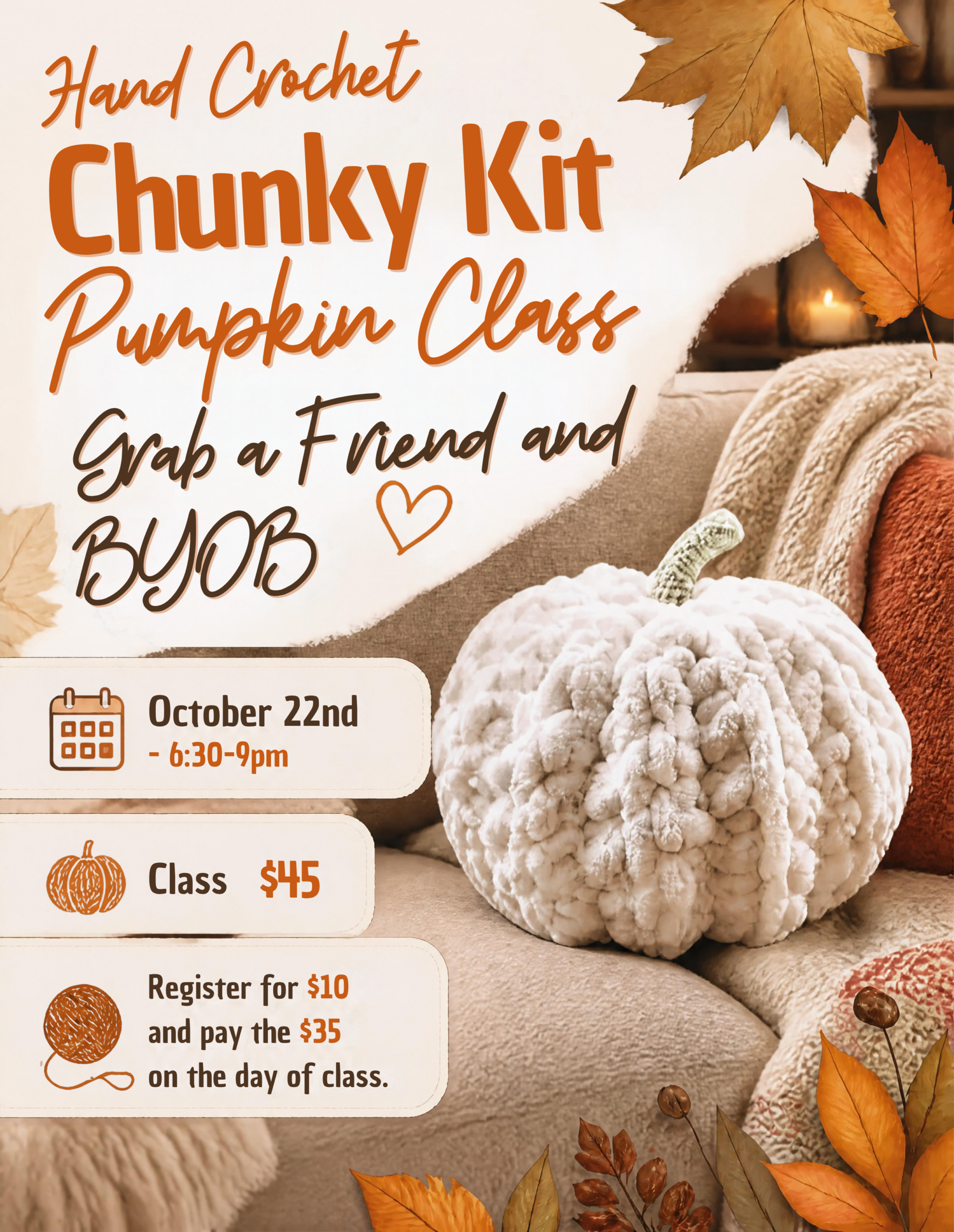Chunky Knit Pumpkin Hand Crocheted