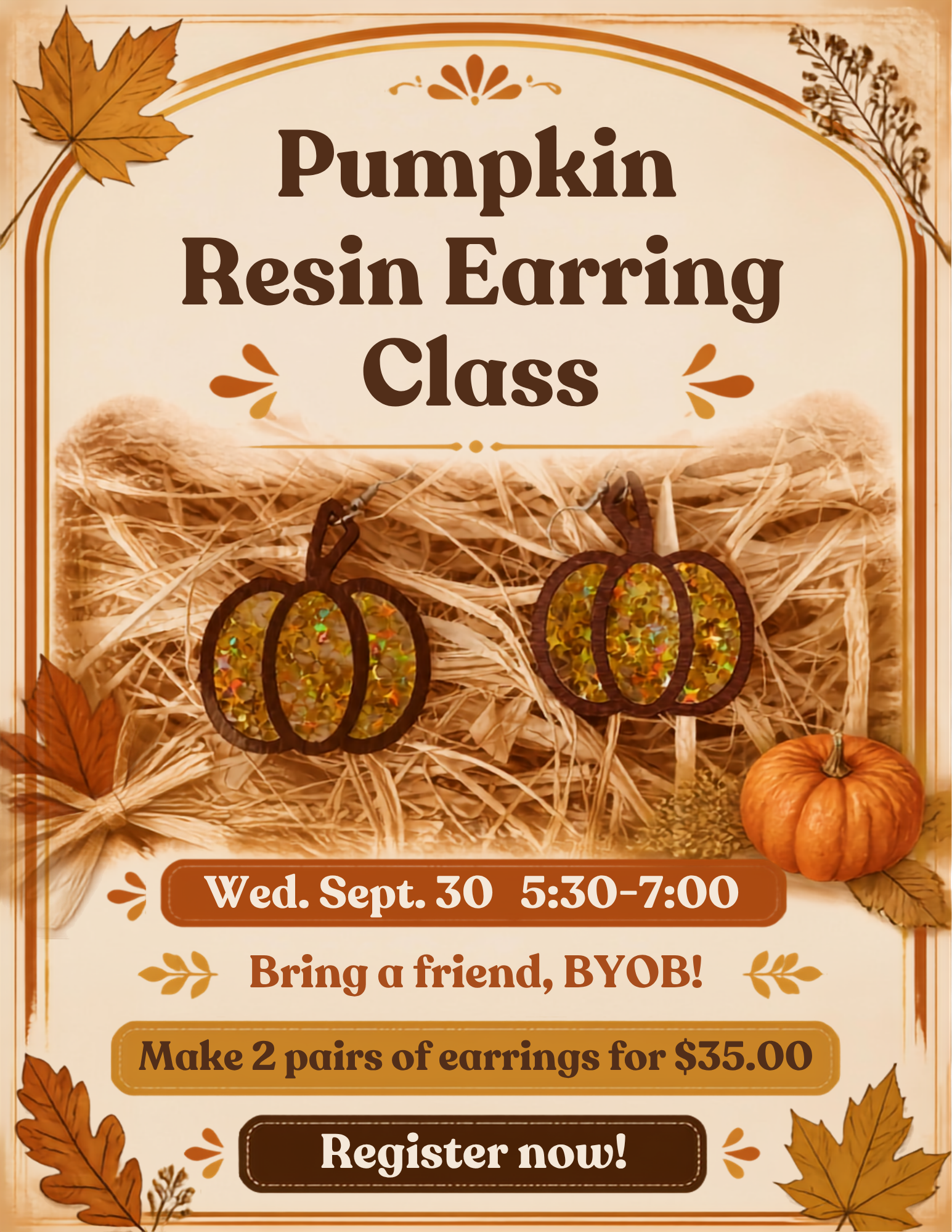 Pumpkin Resin Earrings